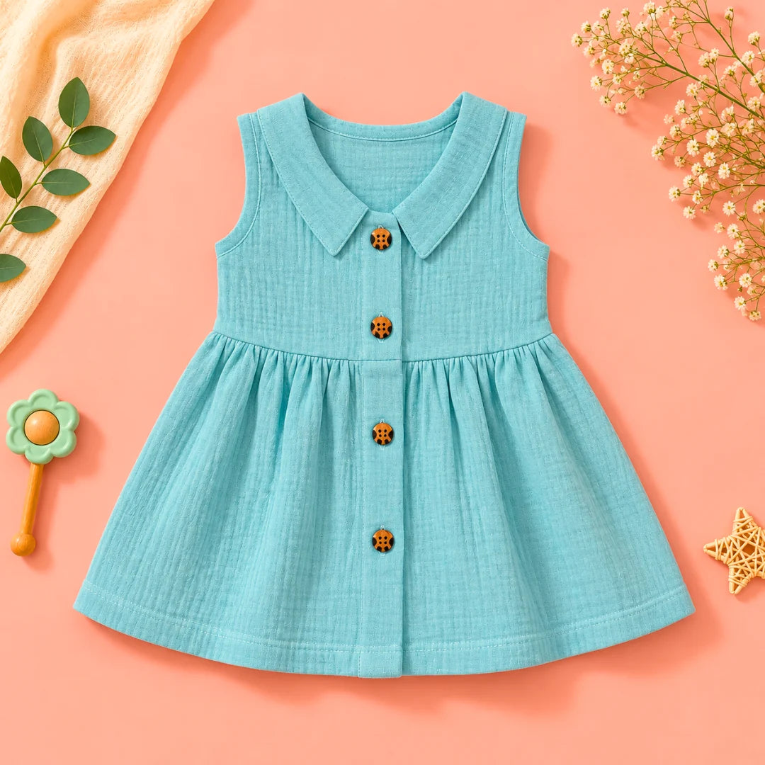 Crinkle Frock Button - Sleeveless A PACK  OF 6