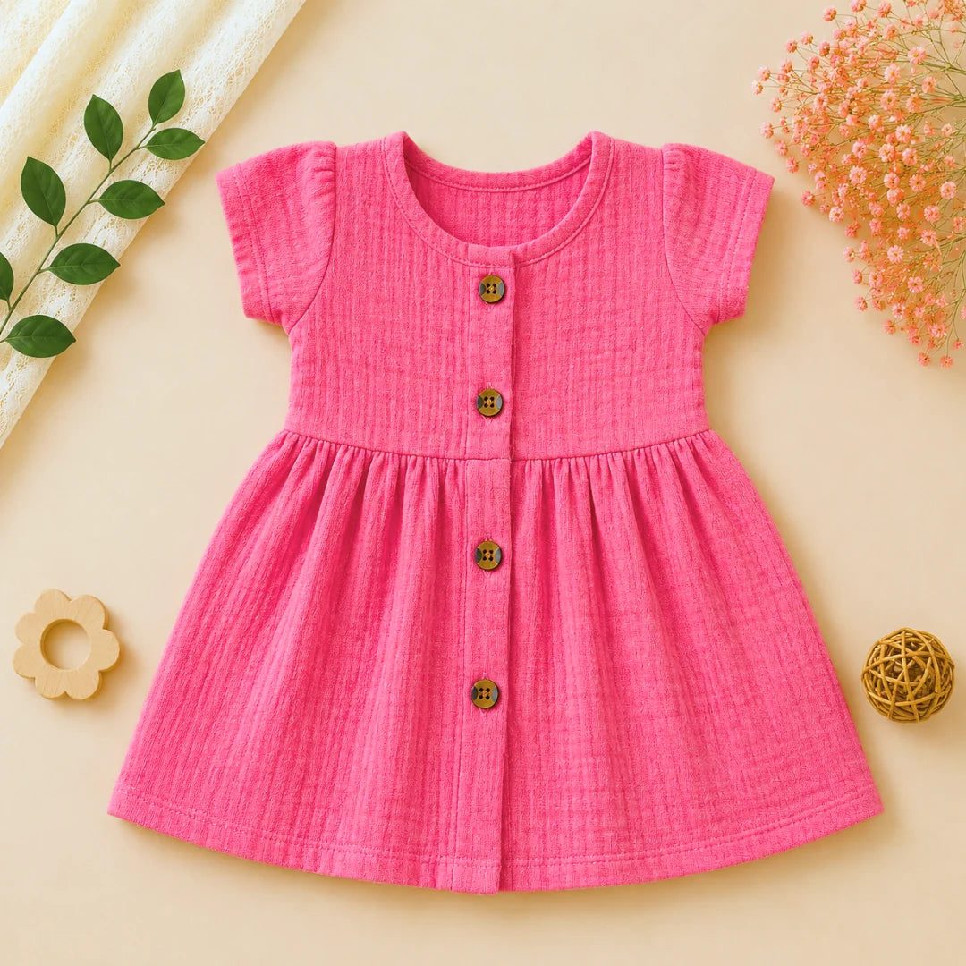 Crinkle Frock Button - Half Sleeve A PACK OF 6